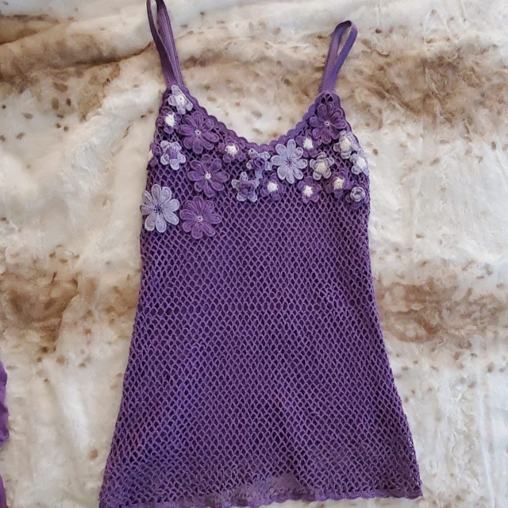 Crocheted tank top with matching sleeveless cover